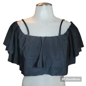 Women's Tempt Me Black Ruffle Crop Top Swimsuit